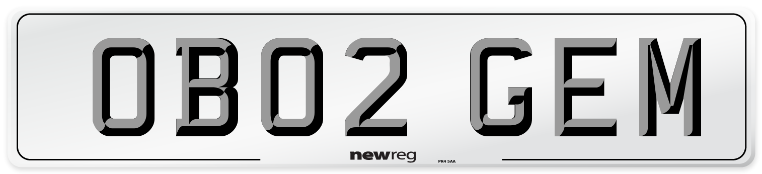 OB02 GEM Number Plate from New Reg